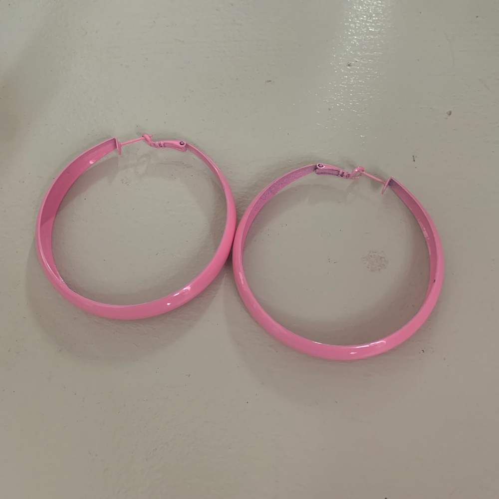 baby pink hoop earrings